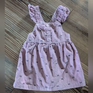 Carter's Baby Girl Pink Bow Corduroy Sleeveless Racerback Overall Dress 9 Months
